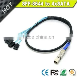 1 Meter External Mini SAS HD SFF-8644 to 4 X SATA Cable thumbnail-1