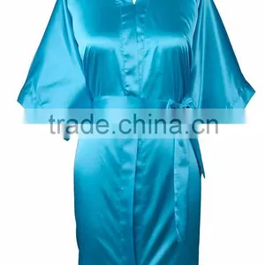 Cheap Short Bridesmaid Purple Satin Kimono Bath Robes in Bulk thumbnail-2