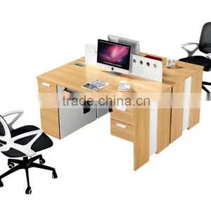 White and Black Staff Working Desk Office Workstation Design With Hang-in Cabinet for USA thumbnail-5