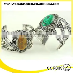Peacock Green Indian Cuff Bracelet, Genuine Stone Bracelet Quality Choice thumbnail-2