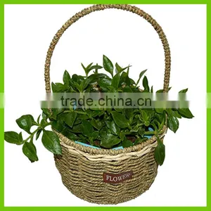 Rectangular Straw Basket Toy Storage Hamper With Wood Handle thumbnail-2