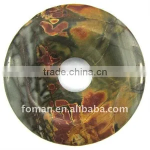 50mm Round Picasso Jasper Donut Gemstone Fashion Pendant thumbnail-1