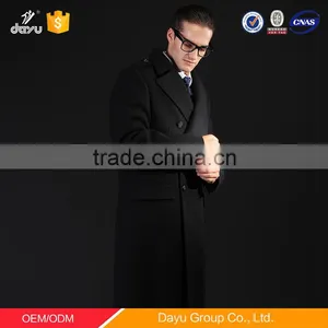 Long Style Black 100% Wool Fabric Cashmere Wool Coat and Jacket for Man Jacket thumbnail-4