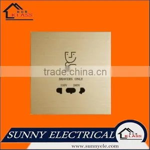 British Style Brushed Aluminum Golden Shaver Socket 86 thumbnail-1
