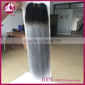 Factory Price Ombre 1B Grey Human Virign Brazilian Colored Two Tone Hair Weave thumbnail-4