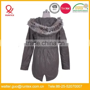 Ladies Casual Padded Jacket With Detachable Fake Fur in Hood RLJ060 thumbnail-2