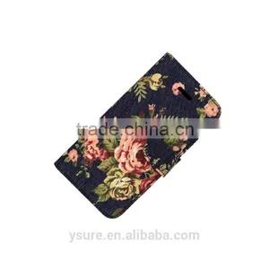 Flower Pattern Fabric Leather Phone Case For Asus Zenfone 2 With PVC ID and Credit Card Slots thumbnail-2