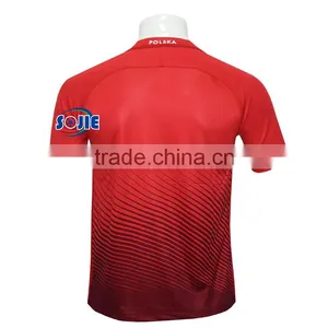 Customize a New Style Red Color Soccer Jersey Grade Original European 2016 thumbnail-3