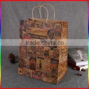 2016 High Quality Recyclable Custom Full Color Printed Kraft Paper Bag thumbnail-1