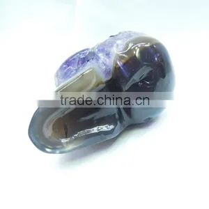 Hand Carved Natural Crystal Geode Crystal Skull For Sale or Gift to Lovers thumbnail-6