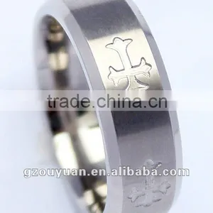 Fashionable Cross Engraved Titanium Ring / Wholesale Price Jewelry thumbnail-1