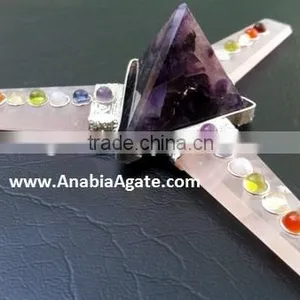 Rose Quartz Flat Stick Chakra Gemstone Energy Generator : Gemstone Amethyst Tetrahedron thumbnail-4
