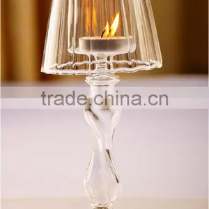 Table Lamp Shape Glass Candlestick, Noble and Elegant Desk Lamp Shaped Candle Holder thumbnail-3