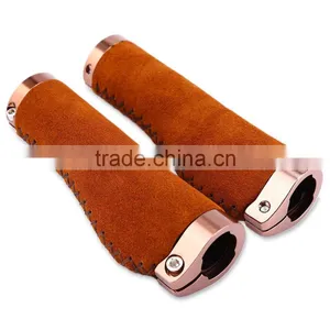 1 Pair Anti-slip Cycling MTB Bike Bicycle Handlebar Cover Grips Vintage Retro Leather Bilateral Lock Cover thumbnail-2