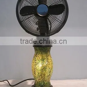 16" Decorative Unique Pedestal Fan With Orient Porcelain Vase LED Light Inside thumbnail-2