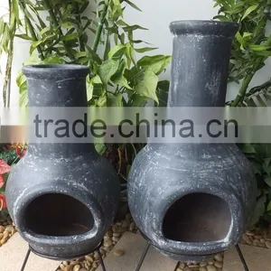 Mexican Clay Chiminea in Grey Color thumbnail-1