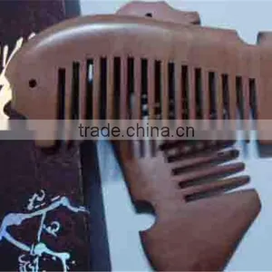 Fine-tooth With Anti-static for Detangling Curly Sea Horse Hair and Beard Comb Pocket Wood Comb thumbnail-1
