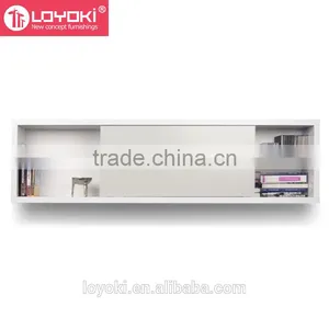New Design MDF Wood Wall-mounted Modern Wall Bookshelf With Sliding Door Floating Shelf thumbnail-1