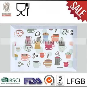 White Melamine Serving Tray,rectangular Custom Printing Melamine Tray With Handle thumbnail-1