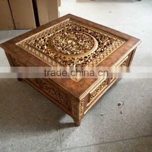 MO-0418-01 Antique Furniture Square Coffee Table for Home Decor thumbnail-3