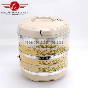 Eco-friendly Wheat Design 3 Layer Round Thermal Container/ Food Warmer thumbnail-1