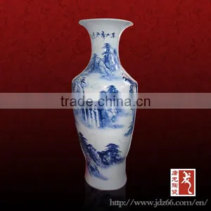 Hand Painted Big Blue and White Chinese Ceramic Vase Adornment thumbnail-1