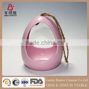 Hanging Garden Decoration Pink Ceramic Bird House thumbnail-1