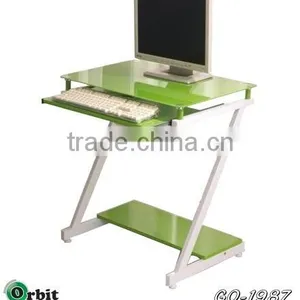 Cheap Stainless Steel Modern Glass Computer Desk thumbnail-2