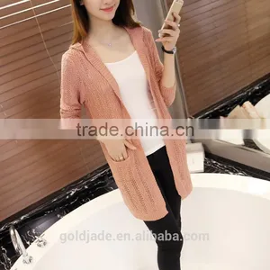 OEM Custom-Made Hight Quality Ladies Button Down Plain Knitted Cardigan Sweater thumbnail-3