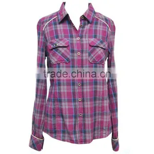 New Popular 2016 Women Shirt Latest Long Sleeve Fit Plaid Cotton Shirt Summer Spring Fall Fashion Grid Shirt thumbnail-3