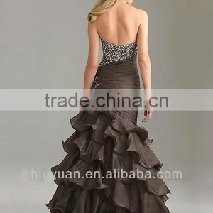 Backless Floor Length Heavy Beaded Red Mermaid Dress thumbnail-3