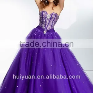 Latest v Neck Backless Bling Purple Ball Gown Wedding Dresses thumbnail-1