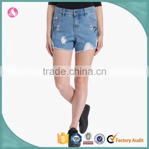 Custom Wholesale Woman Denim Distressed Jeans Shorts Women 2016 thumbnail-1