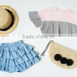 Denim Clolr 3 Layers Ruffle Shorts Stylish Kids Clothes Girls Shorts Wholesale thumbnail-4