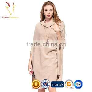 Handmade Wholesale Knit Poncho Women Pure Cashmere Poncho thumbnail-2