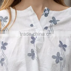 Cotton Linen Ladies' Loose Fit Casual Blouse Summer Blouse Fashion Loose Style Blouse thumbnail-4