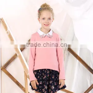 S32508W Baby Girls Sweaters 2017 New Brand Children's Clothing Woolen Lapel Girls Sweater thumbnail-1