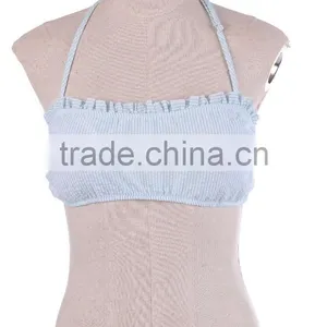 Monogrammed Seersucker Bandeau Swim Top thumbnail-1