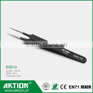 Black Patten Anti-static ESD Stainless Steel Tweezer ESD-14 thumbnail-1