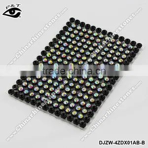 Iron on Rhinestone Mesh 3MM Crystal AB+black Mesh for Dress thumbnail-1