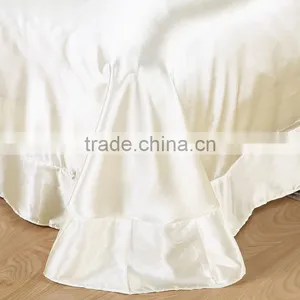 Ivory Color Silk Bedding Sets Twin Full Queen King Size Soft Bedcover Solid Color Duvet Cover Set thumbnail-2