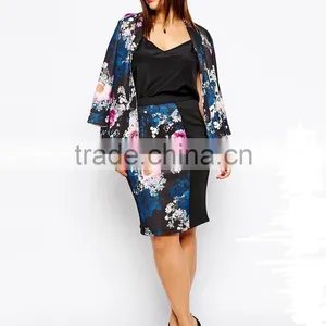Hot Selling Plus Size High-waisted Pencil Skirt Printed Pink Clove Panelled Lady Skirt thumbnail-1