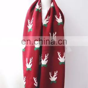 Christmas Little Antlers Korean Style Cute Knitting Jacquard Thick Warm Scarf thumbnail-6