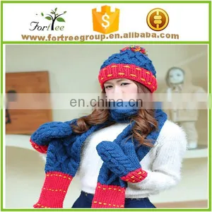 Cut Cashmere Knit Scarf Gloves Hat Sets thumbnail-6