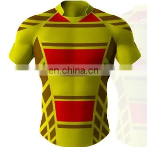 100% Polyester Custom Sublimation Striped Rugby Jersey Show Your Body thumbnail-1