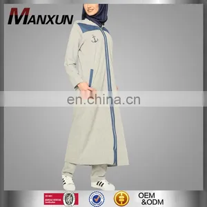 Soft Joint Denim Sport Wear Two Pieces Cotton Muslim Sportive Women Dress Long Dress thumbnail-1
