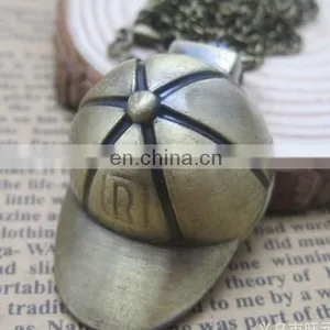 Hot Sale Stripe Hat Cap Design Pocket & Watches Bronze Antique Pocket Watch Vintage Retro Quartz Watch for Women Men Kids thumbnail-4