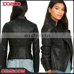 2017 Customed New Style Women Black Jacket Lady Winter Fancy Motorcycle Original Leather Jacket thumbnail-1