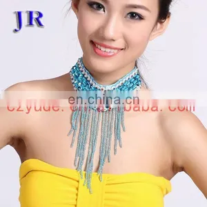 Indian Wholesale Belly Dance Beaded Tassel Necklace P-9005# thumbnail-5