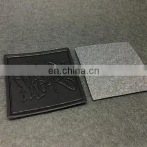 Custom Brand Logo Label Black Imprint 3D Rivet Pyramid Modern Style Leather Label Customized Silk Printing Logo for Jeans Jacket thumbnail-6
